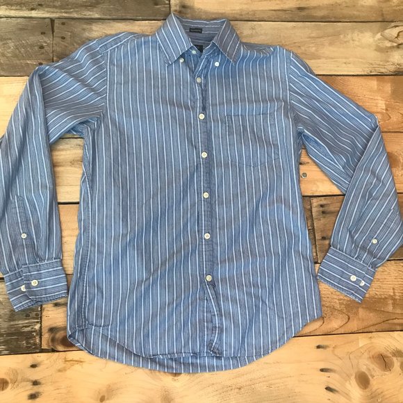 J Crew Blue Pinstriped Long sleeve Dress shirt - Picture 3 of 7